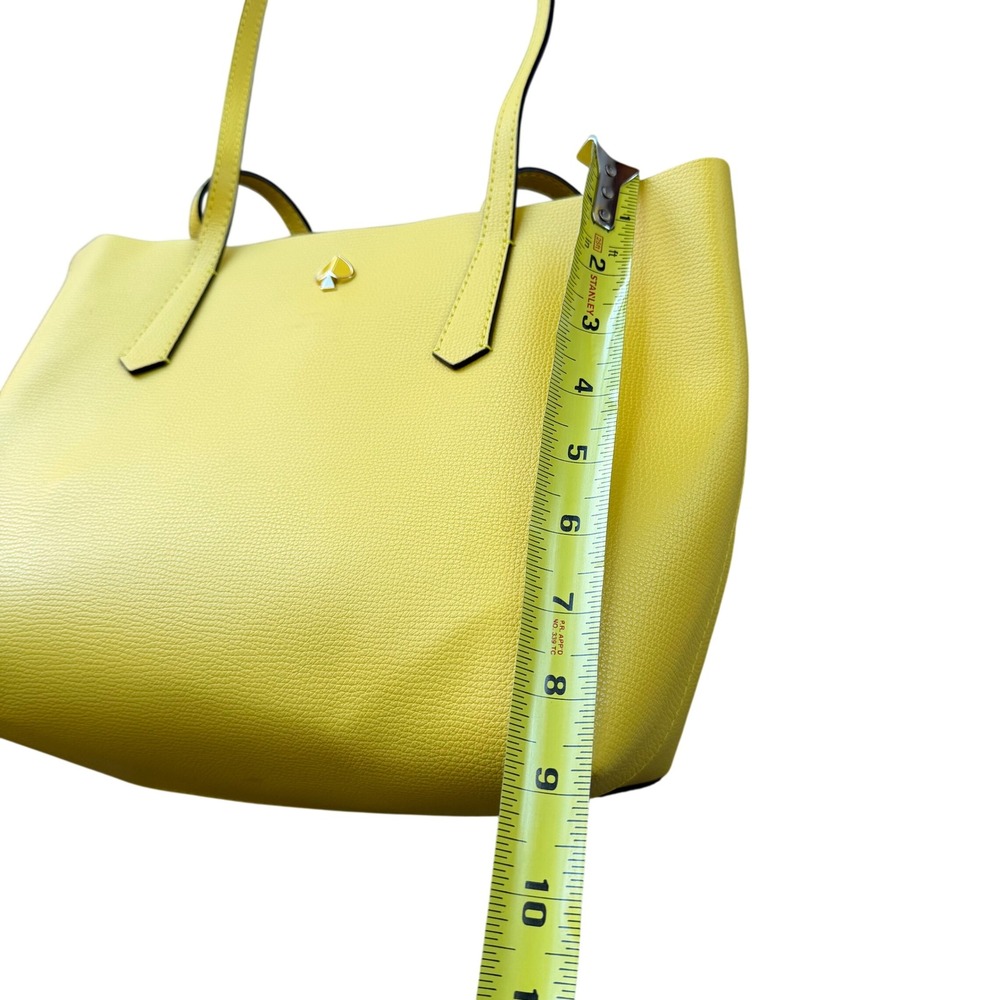Kate Spade Molly Small Tote Lemon Yellow Grained Leather Shoulder Bag with Pouch - Picture 8 of 15